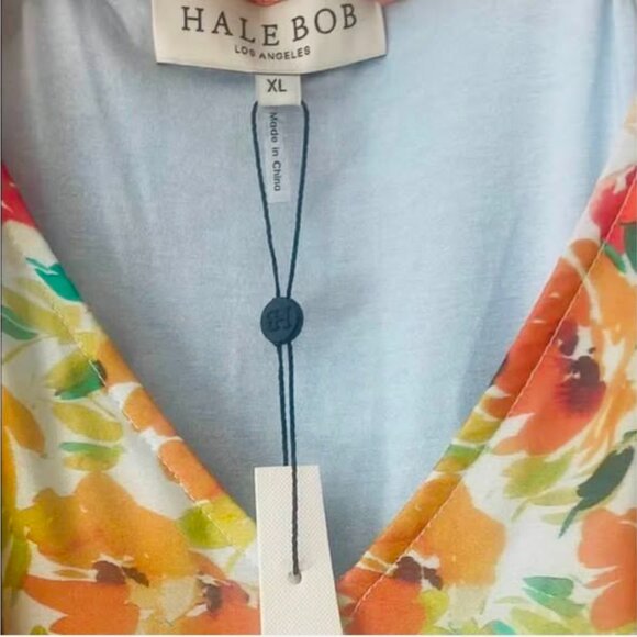 New* HALE BOB Octavia Chiffon Top Blue Multi-Color Size XL $80.00 - Picture 8 of 11